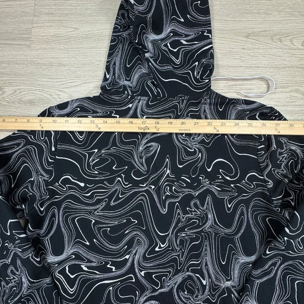 NASA Men's Hoodie Marble Swirl All Over Print Black Small Space Shuttle Graphic